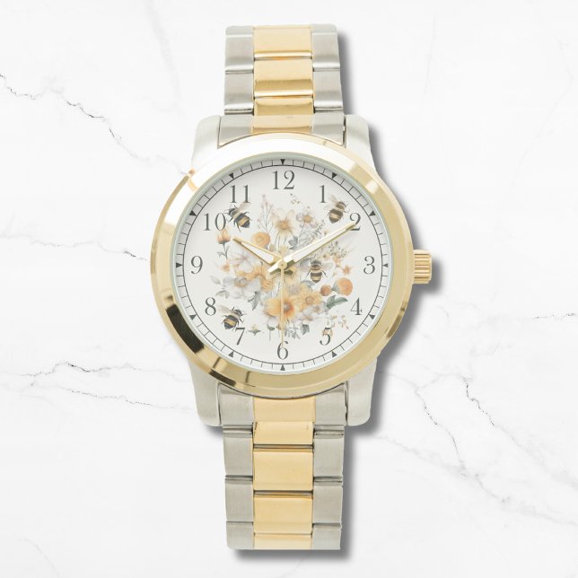 Modern Wildflower Floral Bee Stylish Chic Womans Watch (Creator Uploaded)