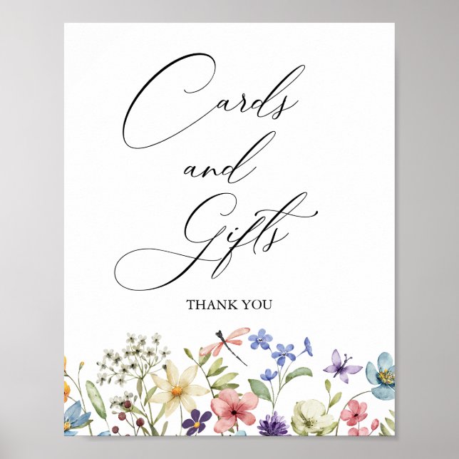 Modern Wildflower Floral Bridal  Cards & Gifts Poster (Front)