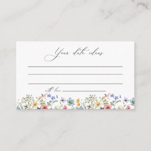 Modern Wildflower Floral Bridal Shower Date Ideas Enclosure Card