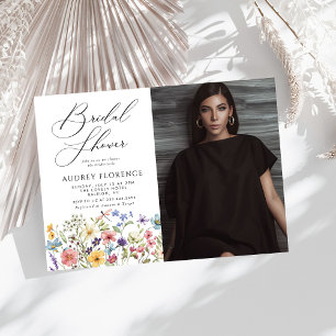 Modern Wildflower Floral photo Bridal Shower Invitation