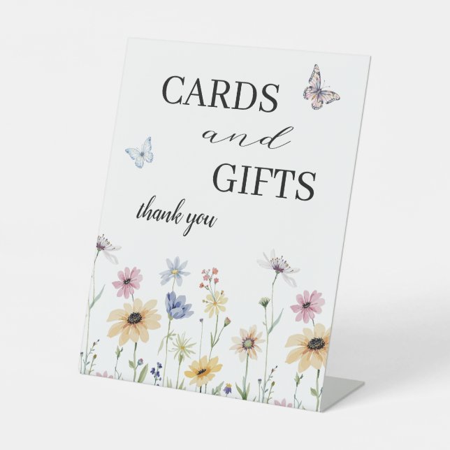 Modern Wildflower Floral Wedding Cards & Gifts     Pedestal Sign (Front)