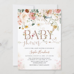 Modern WildFlower Garden Flowers Baby Shower Invitation