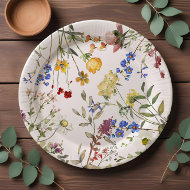 Modern Wildflower Garden Greenery Baby Shower Paper Plates