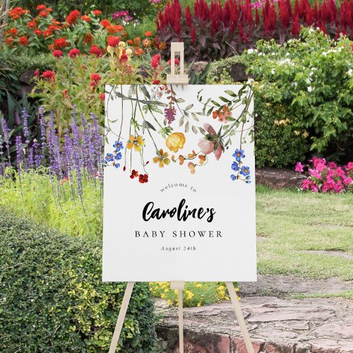 Modern Wildflower Garden Greenery Baby Shower Sign