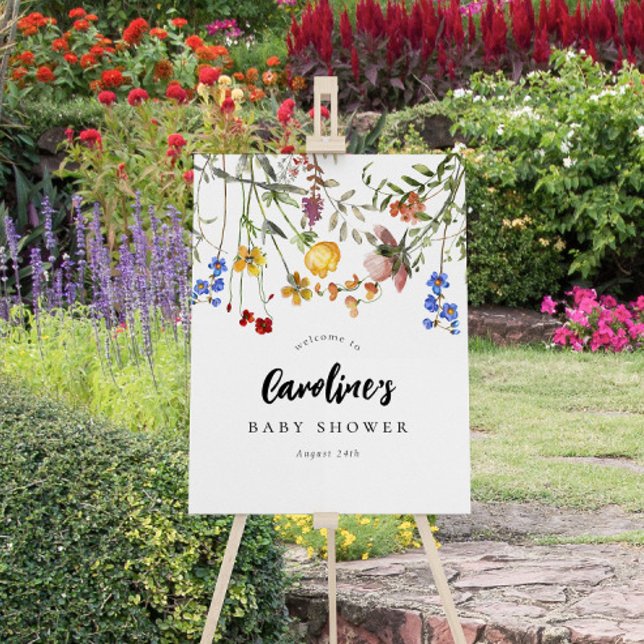 Modern Wildflower Garden Greenery Baby Shower Sign (Creator Uploaded)