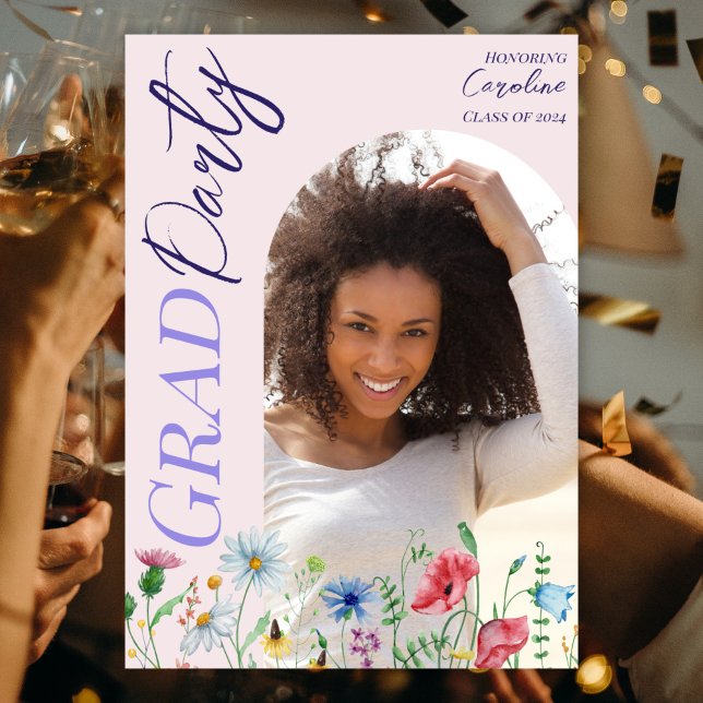 Modern Wildflower Graduation Party 2025 Arch Photo Invitation (Creator Uploaded)