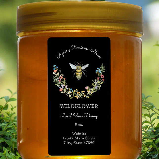 Modern Wildflower Honey Bee Apiary Product Label | Zazzle