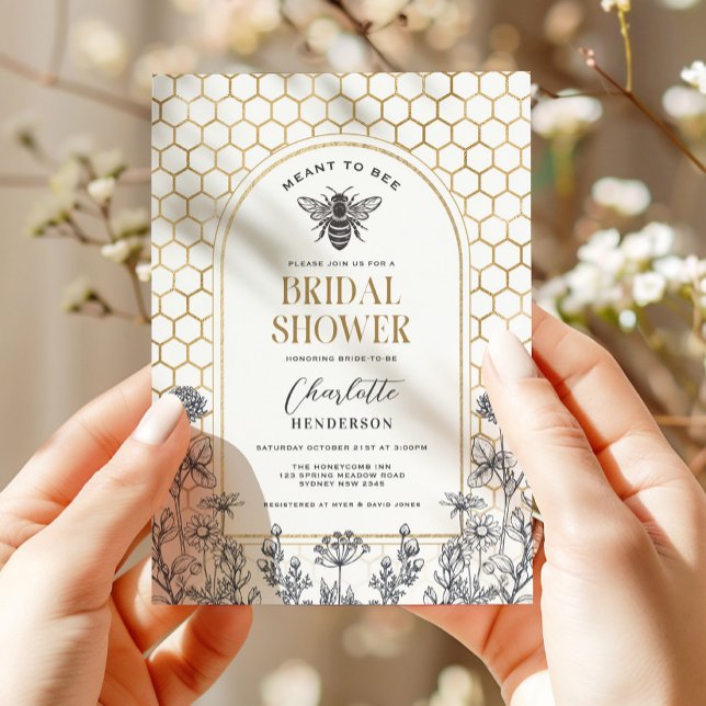 Modern Wildflower Honey Bee Bridal Shower Invitation (Creator Uploaded)