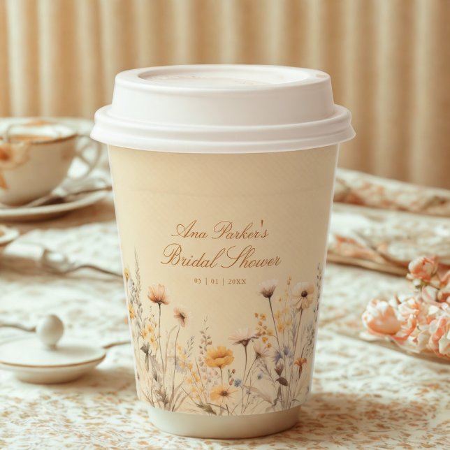 Modern Wildflower Love Is In Bloom Bridal Shower Paper Cups (Creator Uploaded)