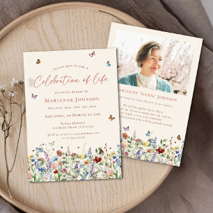 Modern Wildflower Memorial Celebration of Life Invitation