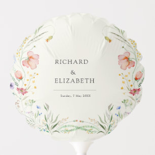 Modern Wildflower Minimal Elegant Wedding Balloon