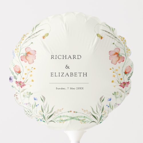 Modern Wildflower Minimal Elegant Wedding Balloon