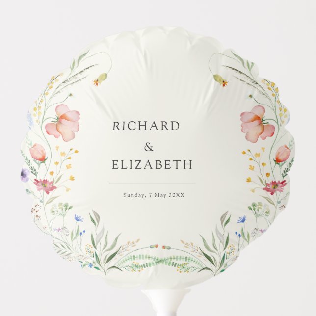 Modern Wildflower Minimal Elegant Wedding Balloon (Front)