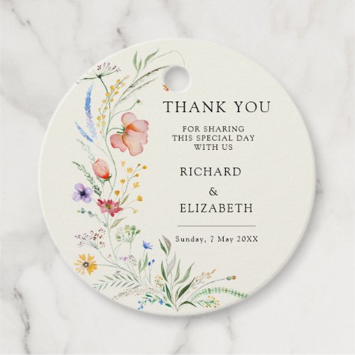 Modern Wildflower Minimal Elegant Wedding Favor Tags