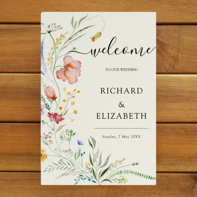 Modern Wildflower Minimal Elegant Wedding Foam Board (Creator Uploaded)