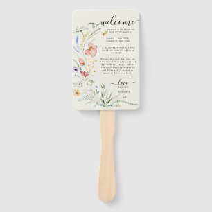 Modern Wildflower Minimal Elegant Wedding Hand Fan