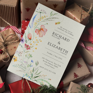 Modern Wildflower Minimal Elegant Wedding Invitation