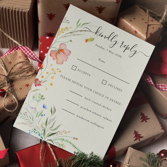Modern Wildflower Minimal Elegant Wedding Invitation (Creator Uploaded)