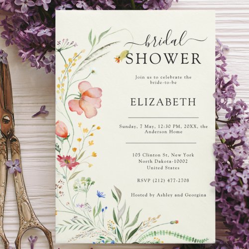 Modern Wildflower Minimal Elegant Wedding Invitation