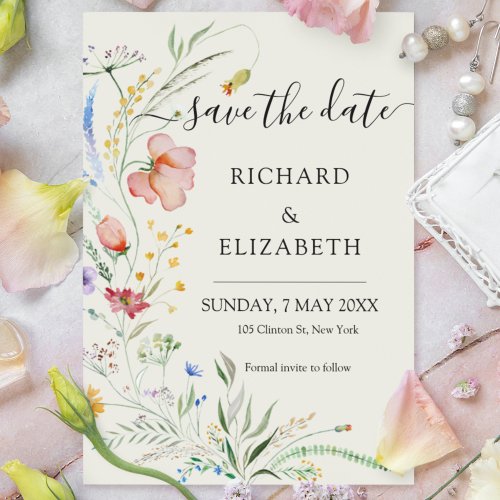 Modern Wildflower Minimal Elegant Wedding Invitation