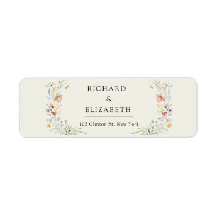 Modern Wildflower Minimal Elegant Wedding Label