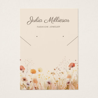 Modern wildflower Necklace Earring Display Card