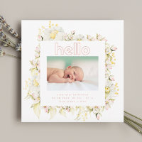 modern wildflower pink girl hello baby birth