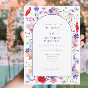 Modern Wildflower Purple Arch Invitation