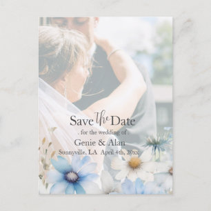 Modern Wildflower Save the Date Photo Postcard