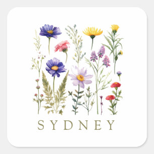 Modern Wildflower Square Sticker