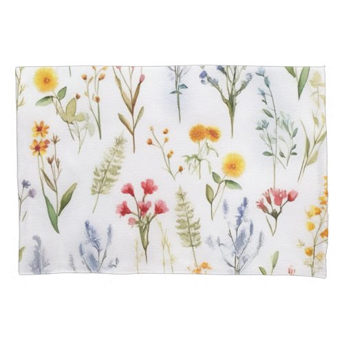 Modern Wildflower Watercolor Botanical Pillow Case