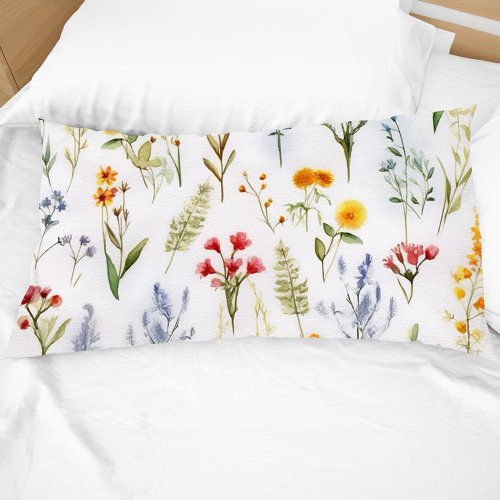 Modern Wildflower Watercolor Botanical Pillow Case