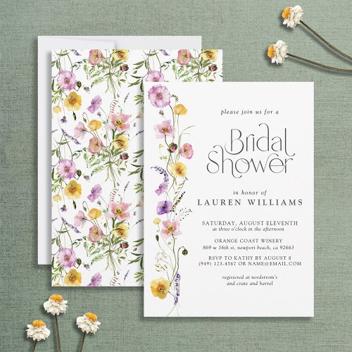 Modern Wildflower Watercolor Floral Bridal Shower Invitation