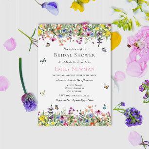 Modern Wildflower Watercolor Floral Bridal Shower Invitation