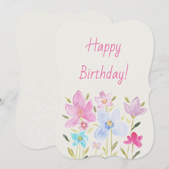 Modern Wildflower Watercolor Illustration (Front/Back)