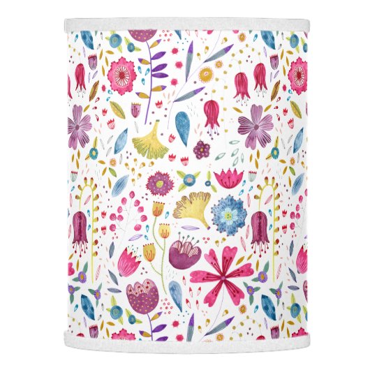 Modern Wildflower Watercolor Lamp Shade (Left)