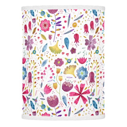 Modern Wildflower Watercolor Lamp Shade (Front)
