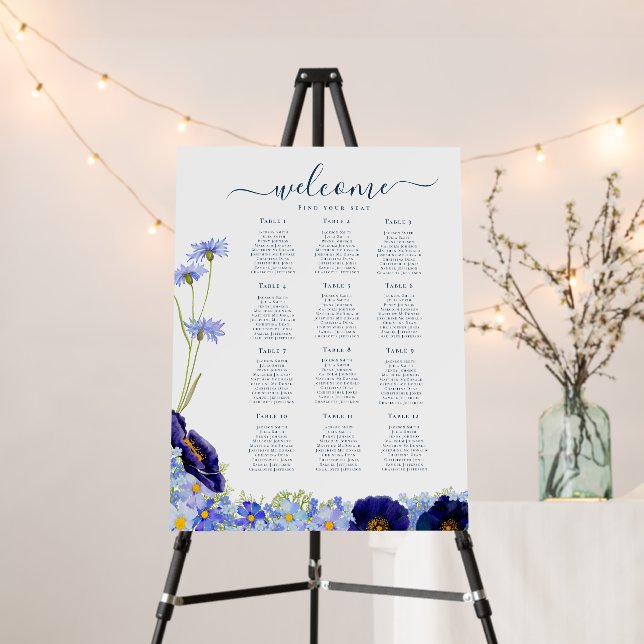 Modern Wildflower Wedding 12 Table Foam Board (In Situ (Stand))