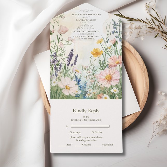 Modern Wildflower  Wedding All In One Invitation (Creator Uploaded)