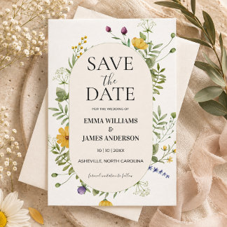 Modern Wildflower Wedding Elegant Floral Photo Save The Date