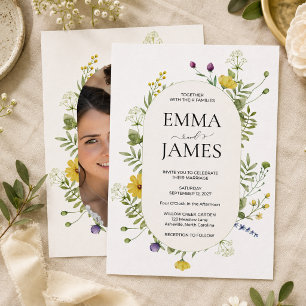 Modern Wildflower Wedding Elegant Meadow Floral Invitation