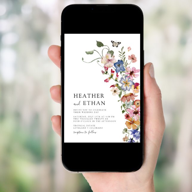 Modern Wildflower Wedding Invitation (Front Digital)