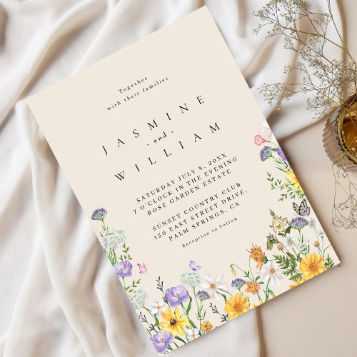 Modern Wildflower  Wedding  Invitation