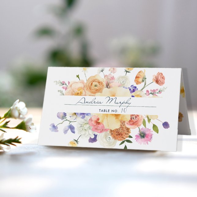 Modern Wildflower | Wedding   Place Card (Creator Uploaded)