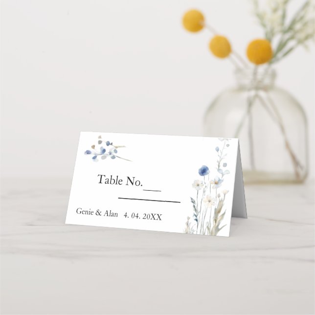 Modern Wildflower Wedding Place Card (Front)