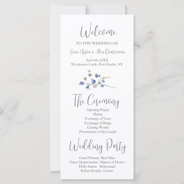 Modern Wildflower Wedding Program (Front)