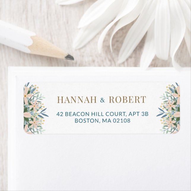 Modern Wildflower Wedding Return Address Label (Insitu)
