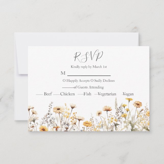 Modern Wildflower Wedding RSVP Card (Front)