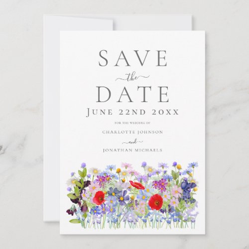 Modern Wildflower Wedding Save The Date