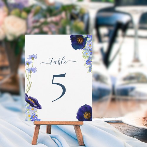 Modern Wildflower Wedding Table Number